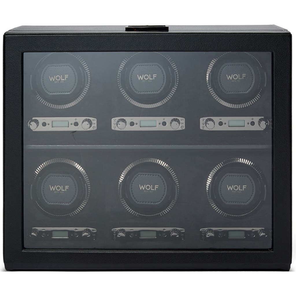 Wolf British Racing 6 Piece Watch Winder In Black