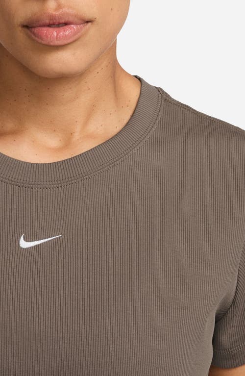 Nike Sportswear Rib Cotton Blend T-shirt In Brown