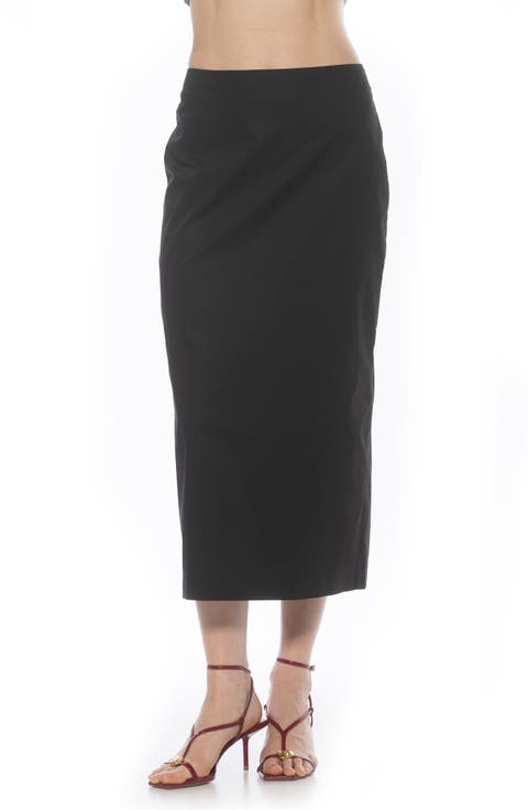 Ginni Stretch Cotton Midi Skirt
