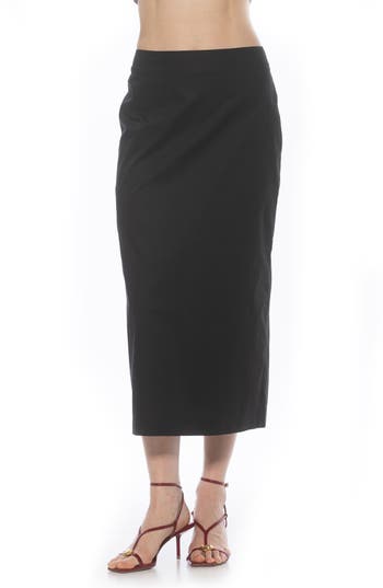 Alexia Admor Ginni Stretch Cotton Midi Skirt In Black