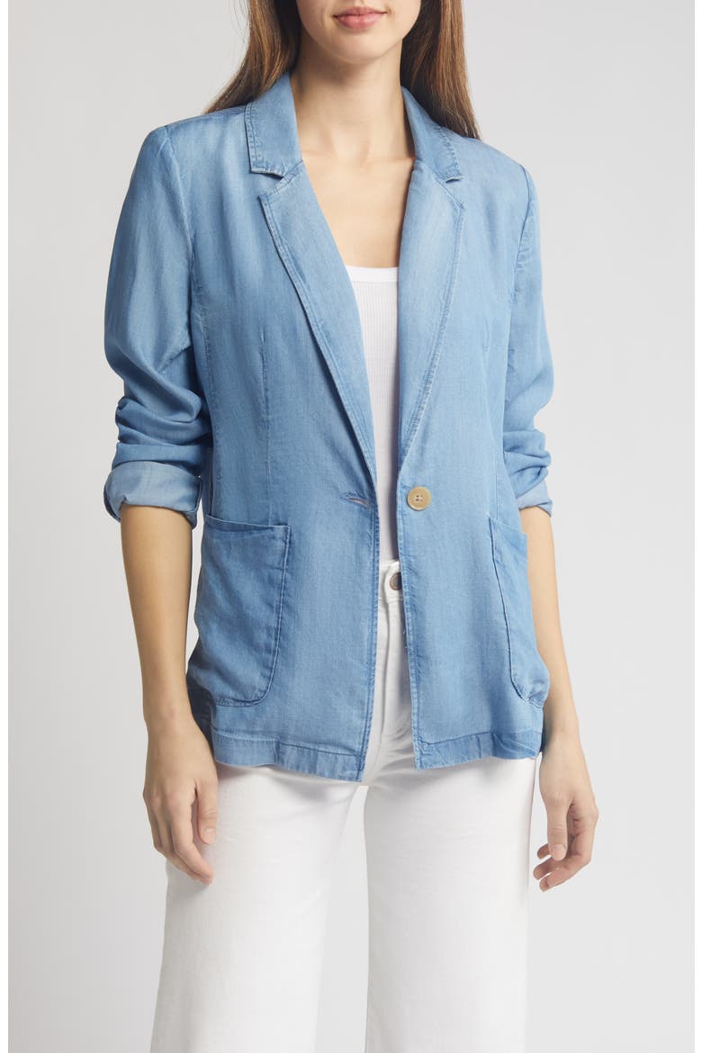 Chambray Blazer, Main, color, MEDIUM LIGHT WASH