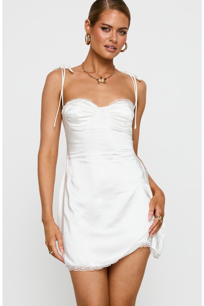 Wayzer Satin Minidress, Alternate, color, WHITE