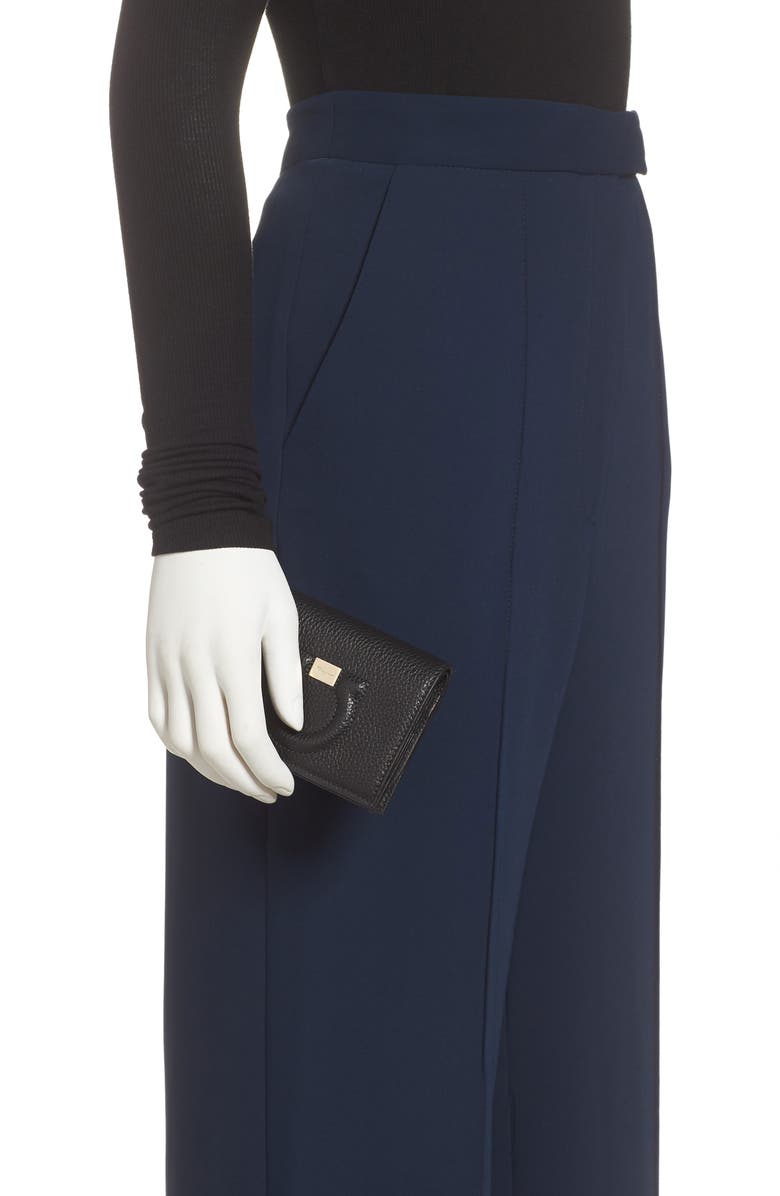 FERRAGAMO Gancino City Leather French Wallet, Alternate, color, 