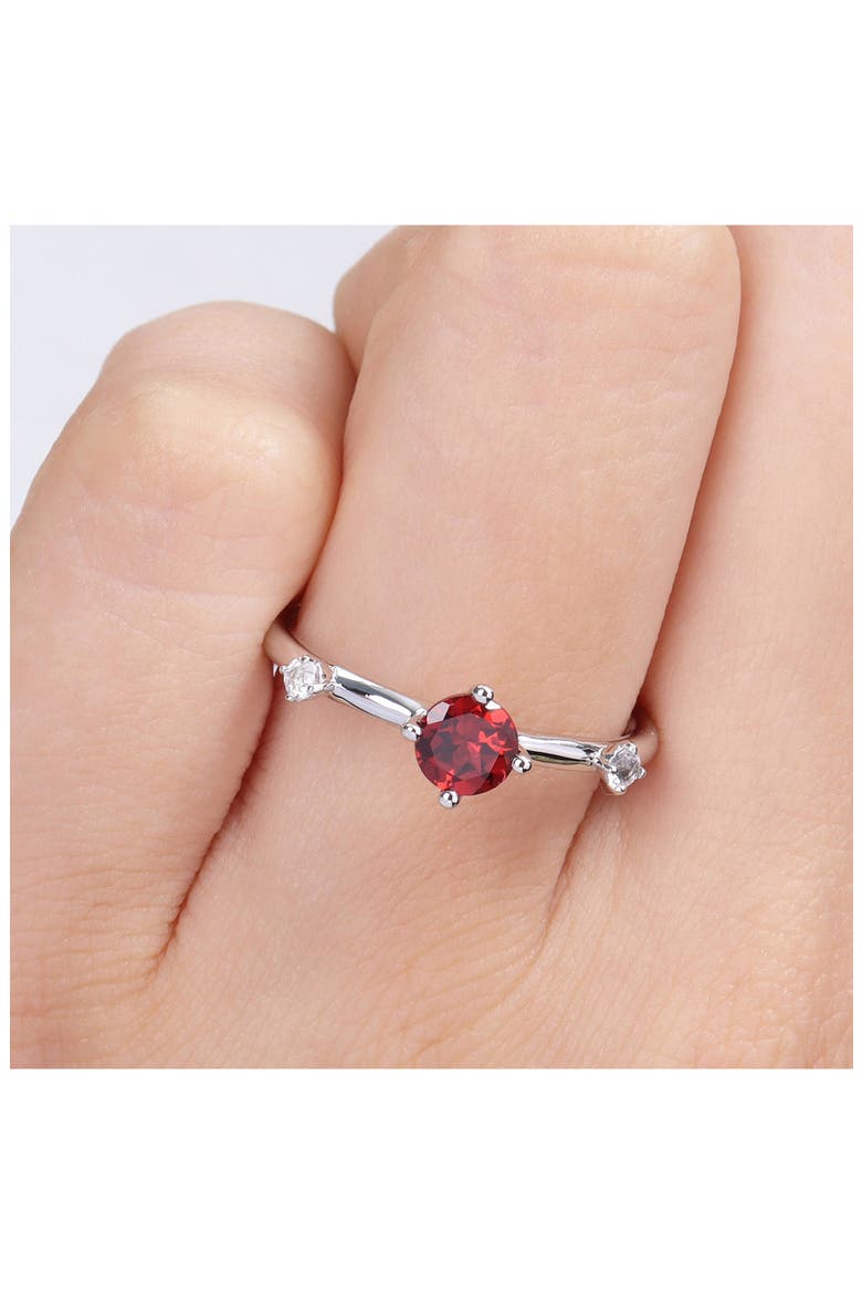 Sterling Silver Garnet & White Topaz Ring, Alternate, color, RED