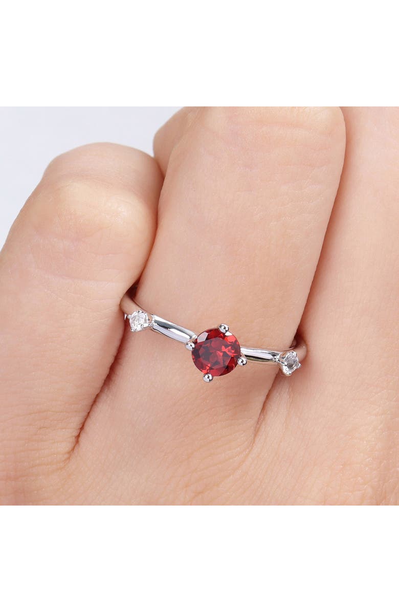 DELMAR Sterling Silver Garnet & White Topaz Ring, Alternate, color, Red
