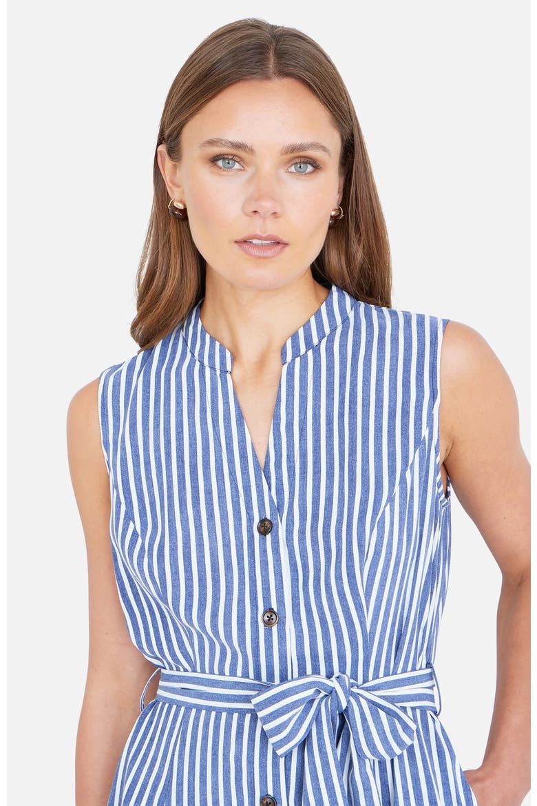 Stripe Midi Sleeveless Shirt Dress, Alternate, color, Navy