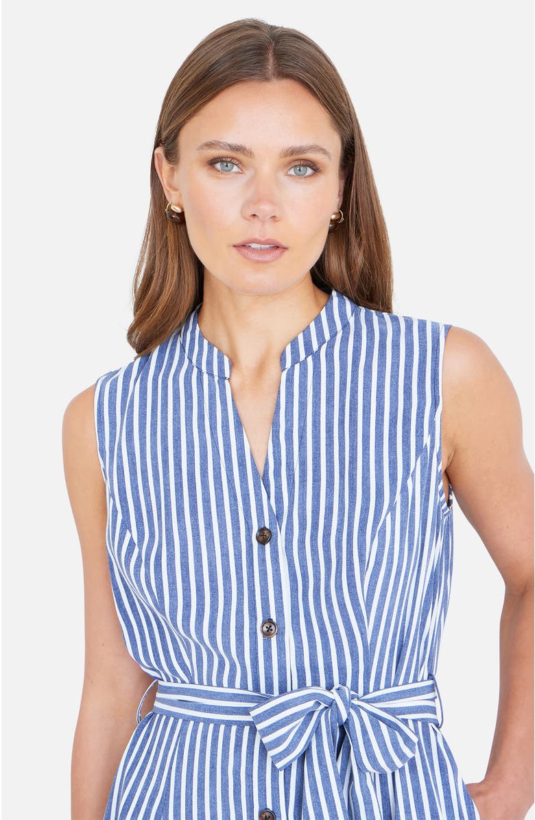 Yumi Stripe Midi Sleeveless Shirt Dress, Alternate, color, Navy