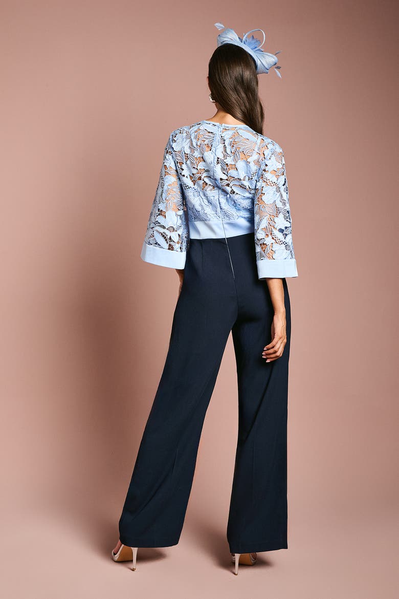 Lace Detail Jumpsuit, Alternate, color, Navy