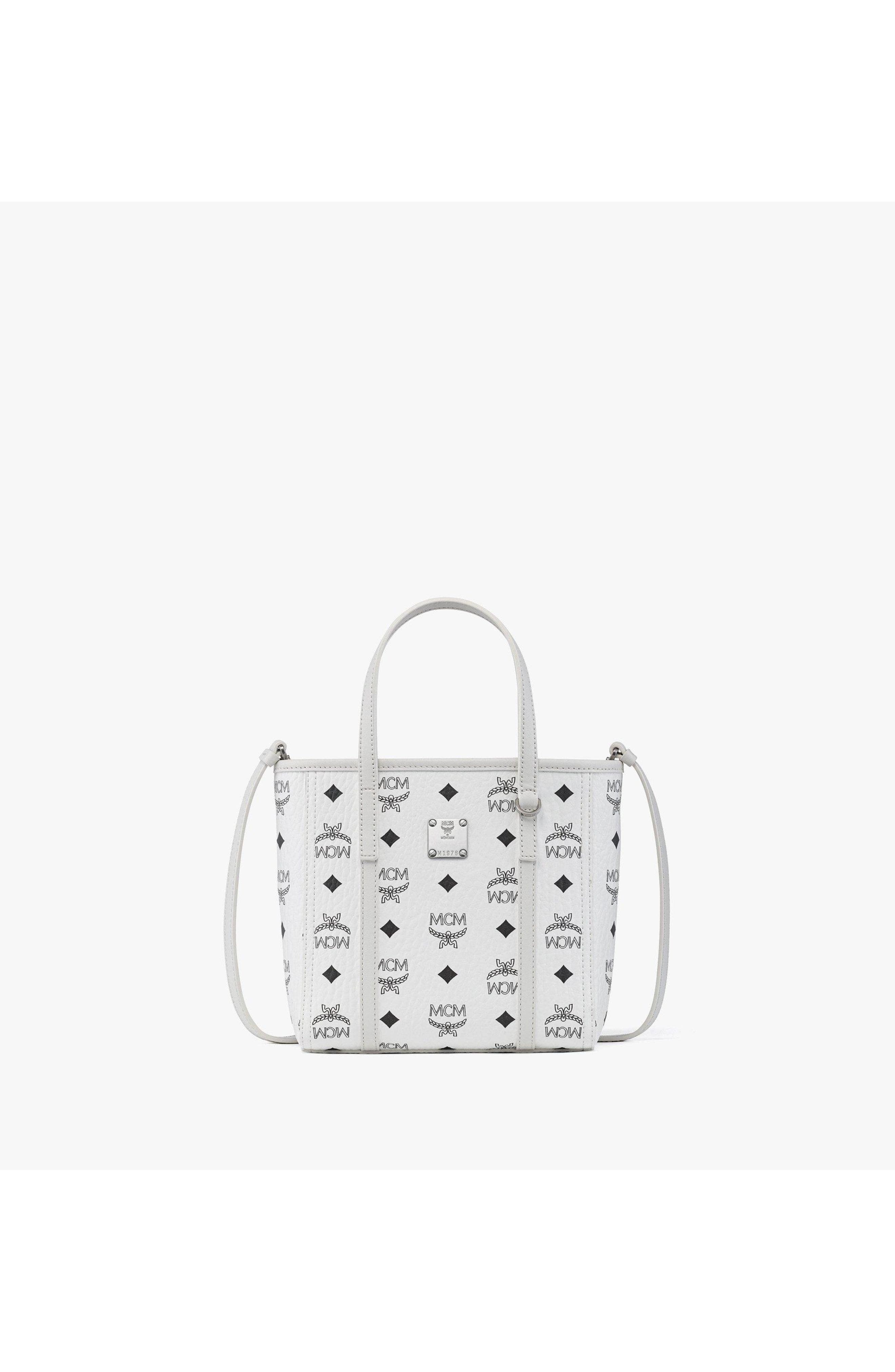 MCM Toni Top-Zip Shopper in Visetos, Main, color, White