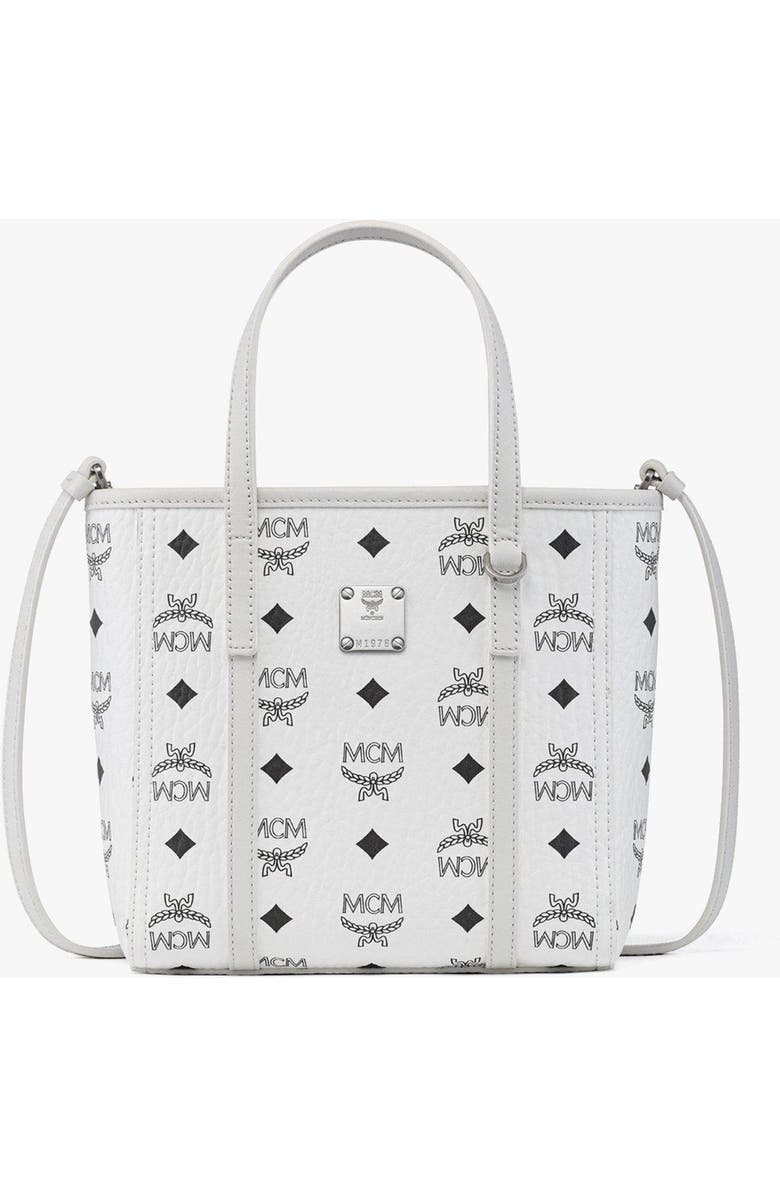 MCM Toni Top-Zip Shopper in Visetos, Main, color, White