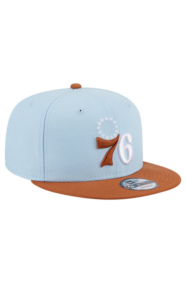 New Era Men's New Era Light Blue/Brown Philadelphia 76ers 2-Tone Color Pack 9FIFTY Snapback Hat, Alternate, color, 