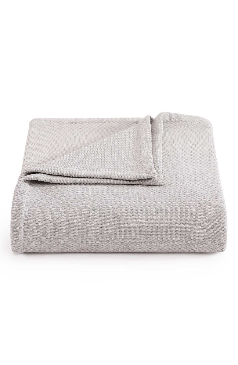 Tommy Hilfiger Cotton Piqué Throw Blanket, Main, color, Grey
