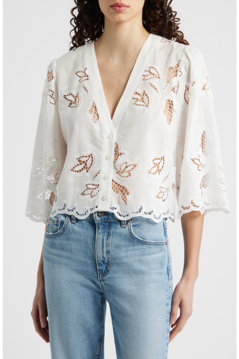 Floral Lace Button-Up Shirt, Main, color, ETERNA