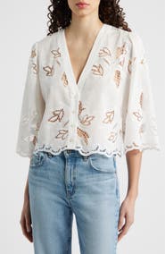 CISSA Floral Lace Button-Up Shirt