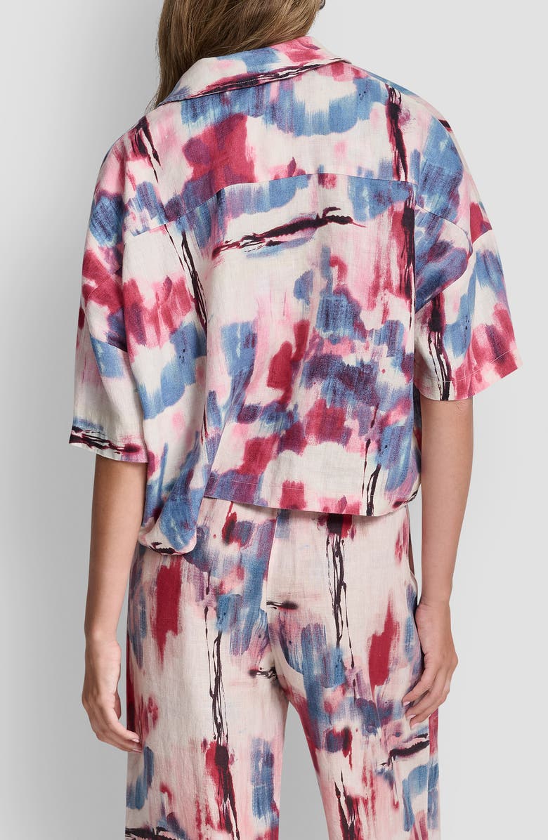 DKNY Convertible Collar Linen Button-Up Shirt, Alternate, color, Urban Bloom