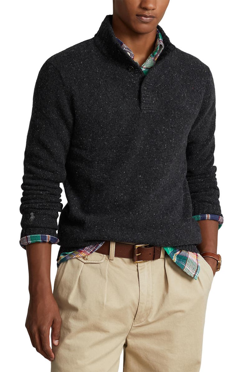 Polo Ralph Lauren Button Neck Wool-Blend Sweater, Main, color,