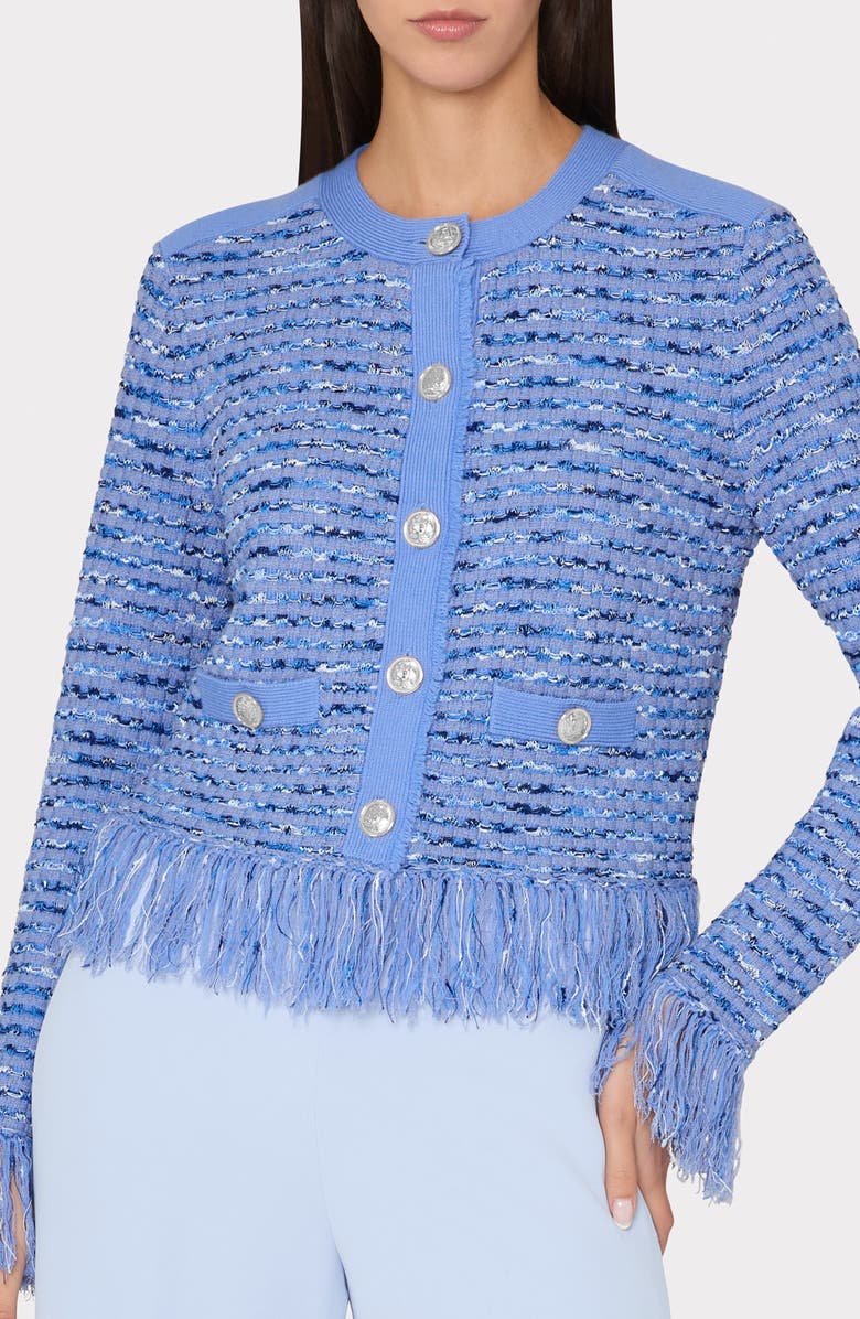 Milly Textured Fringe Detail Cardigan, Alternate, color,
