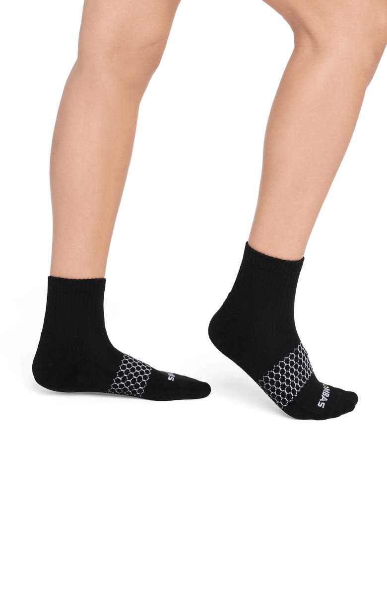 Bombas Solids Quarter Socks, Alternate, color, Black