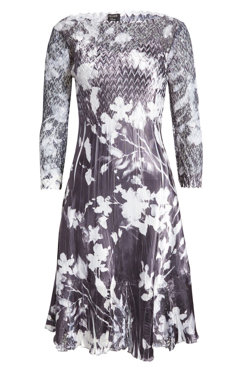 Komarov Floral Chiffon & Charmeuse Cocktail Dress, Alternate, color,