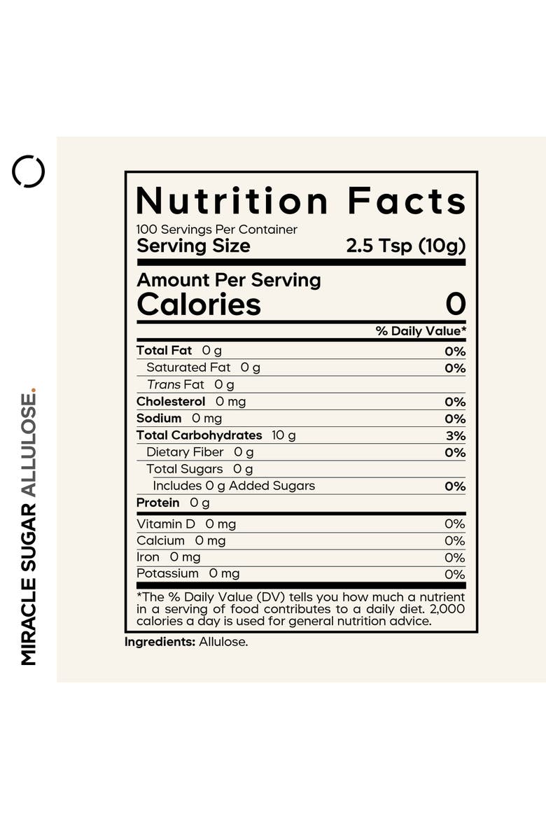 Miracle Sugar Allulose Powder, All-purpose Sweetener, Alternate, color, White