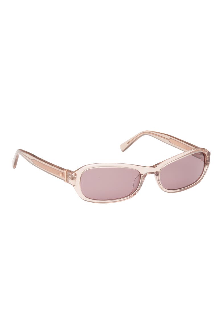 55mm Rectangular Sunglasses, Alternate, color, SHINY BEIGE / PLUM LENS