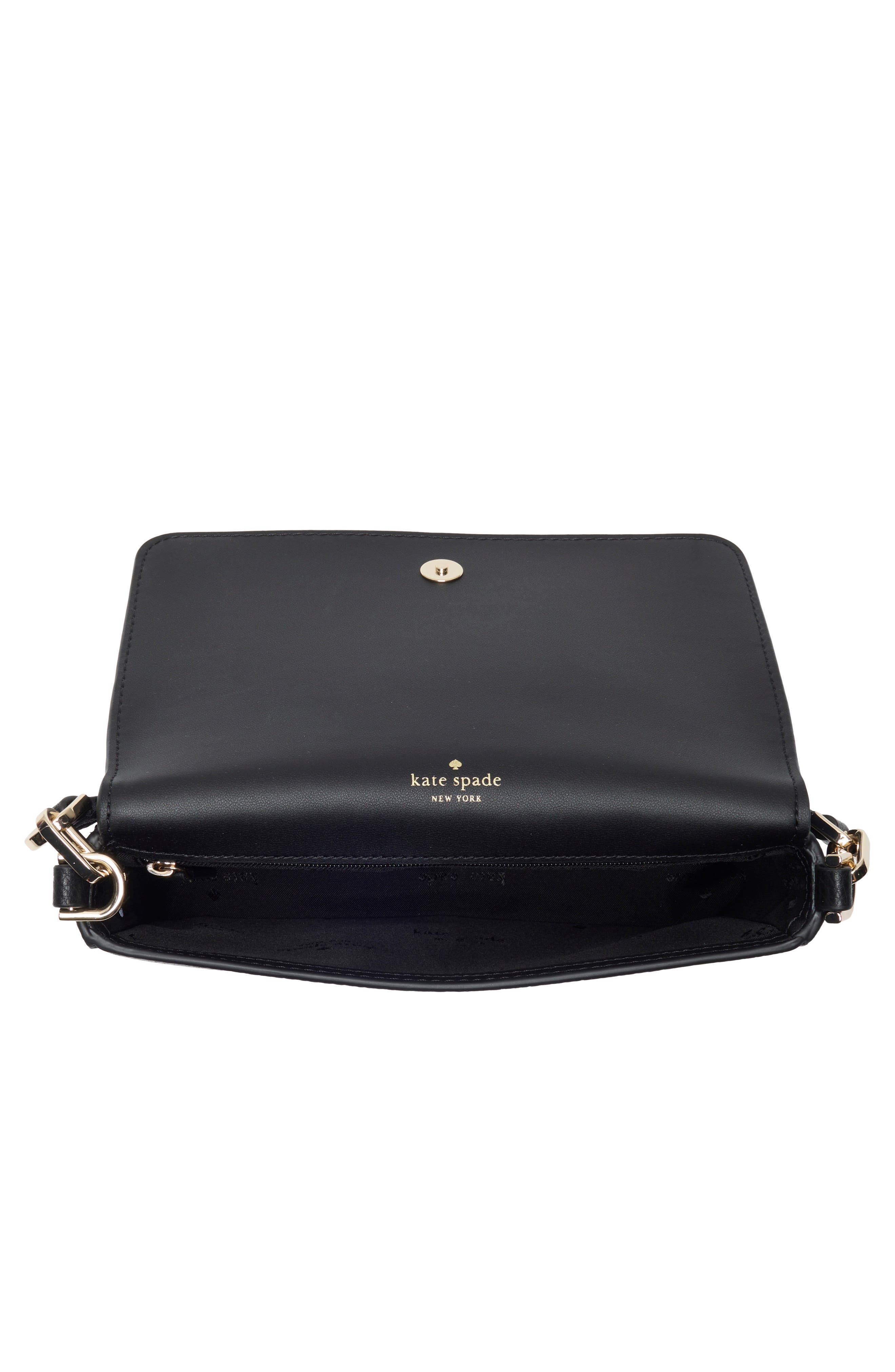 Kate Spade New York lena pebbled leather mini flap crossbody bag, Alternate, color, Black