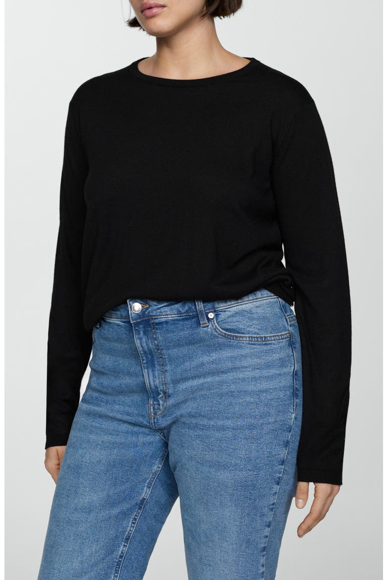Lightweight Crewneck Sweater, Alternate, color, BLACK