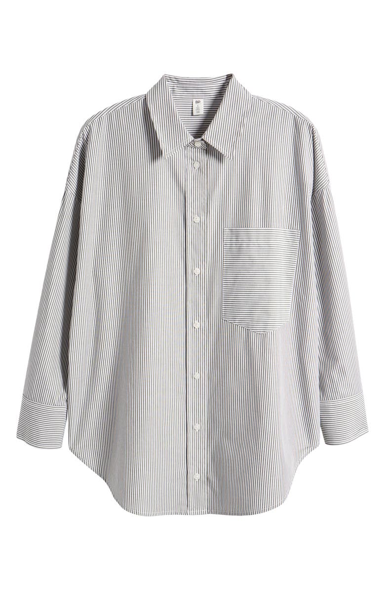 BP. Stripe Oversize Cotton Button-Up Shirt, Alternate, color,