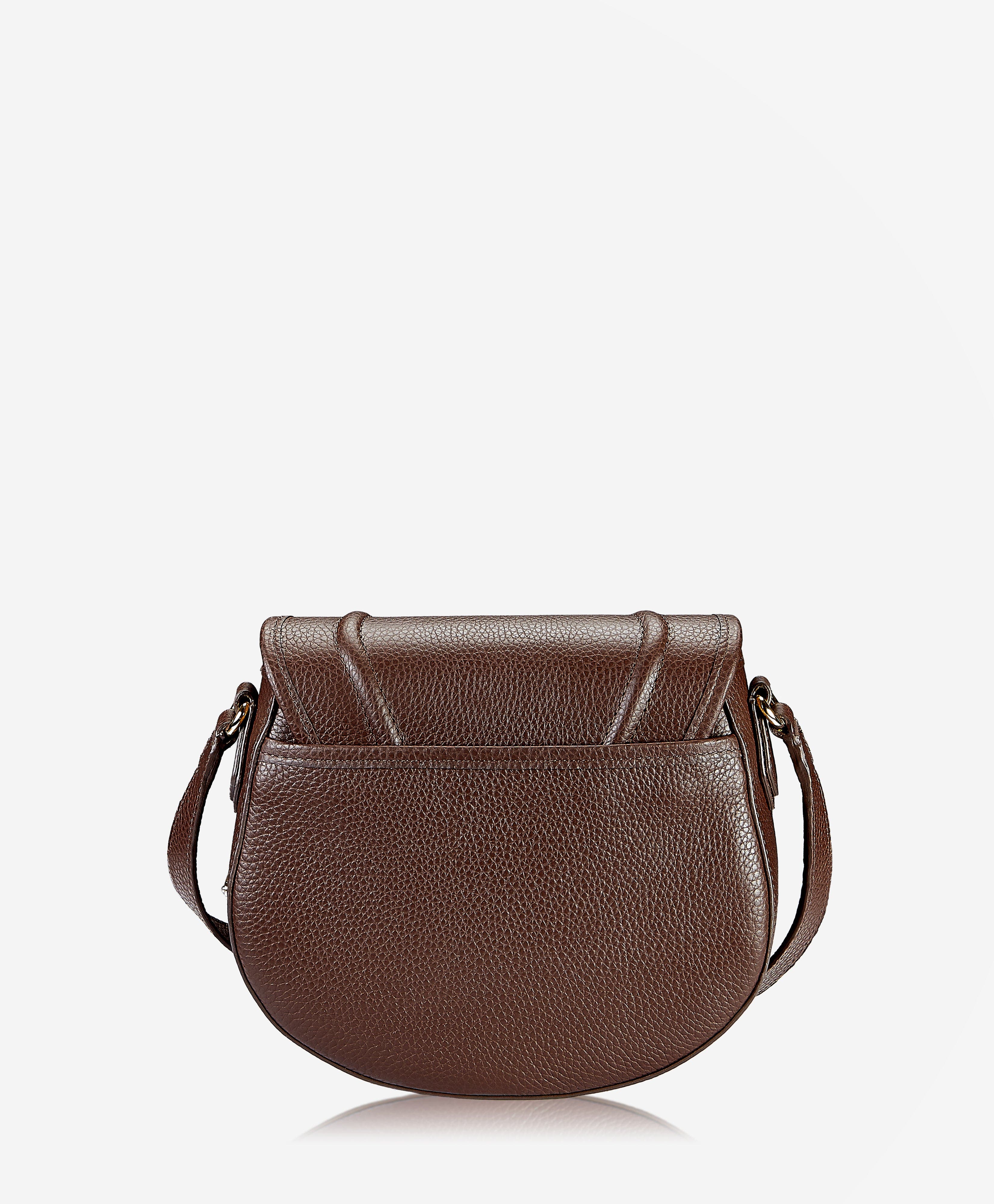 GiGi New York Jenni Saddle Bag Pebble Grain Leather, Alternate, color, Chocolate