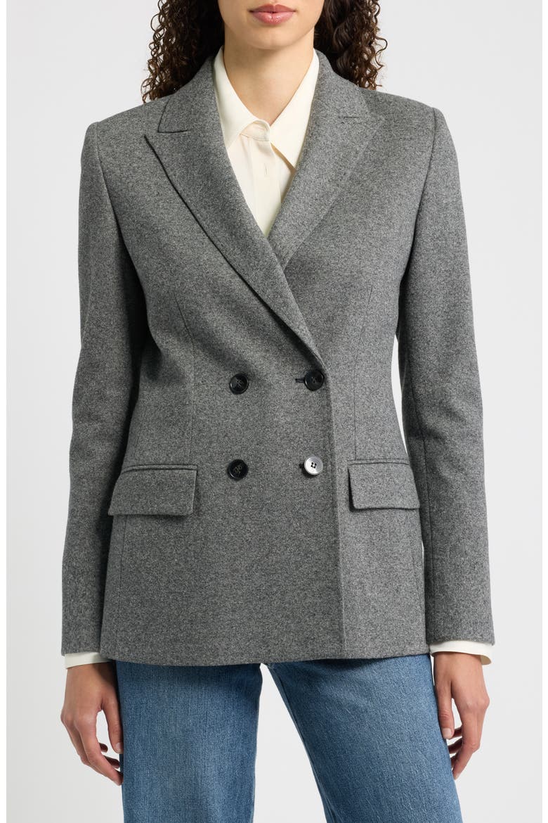 Structured Double Breasted Blazer, Alternate, color, BLACK