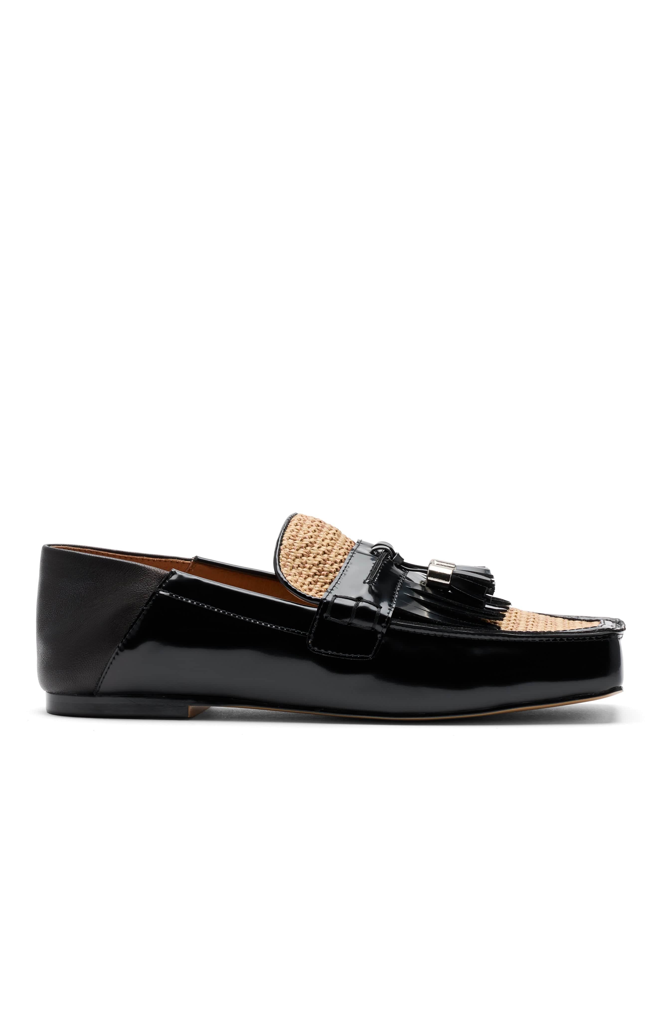 MARC NOLAN Simone Patent Leather Tassel Loafers, Main, color, Black/Tan