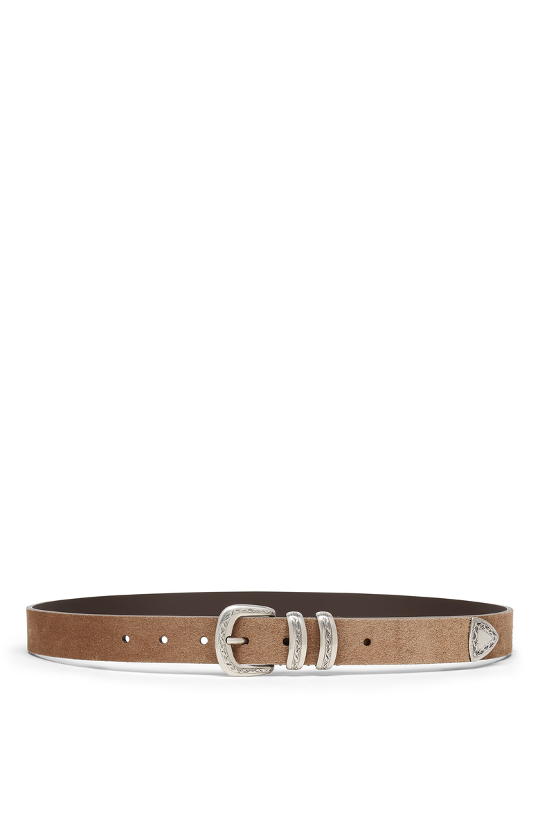Brunello Cucinelli Suede belt with detailed buckle, Main, color, 
