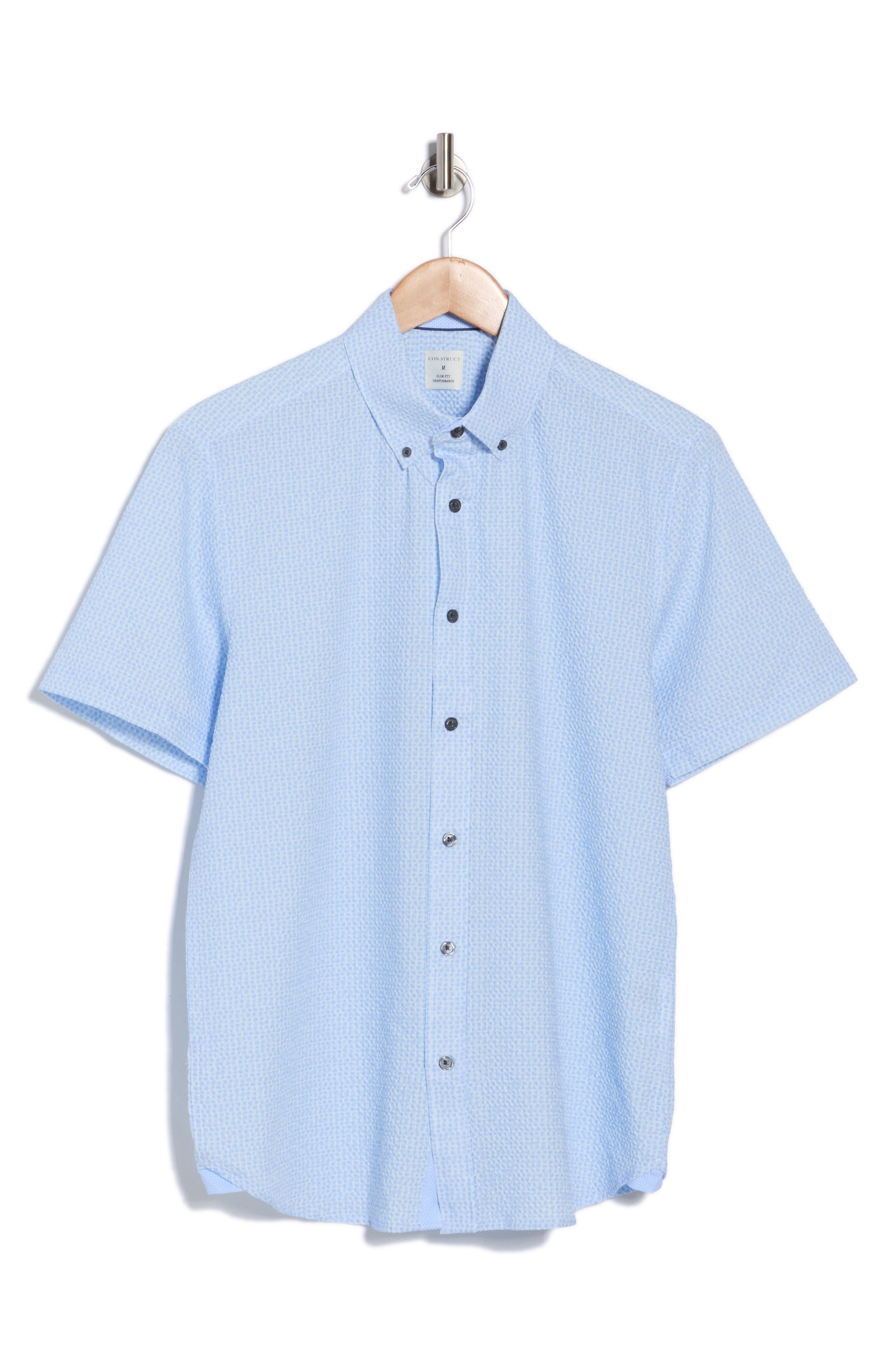 CONSTRUCT Dot Short Sleeve Seersucker Button-Down Shirt