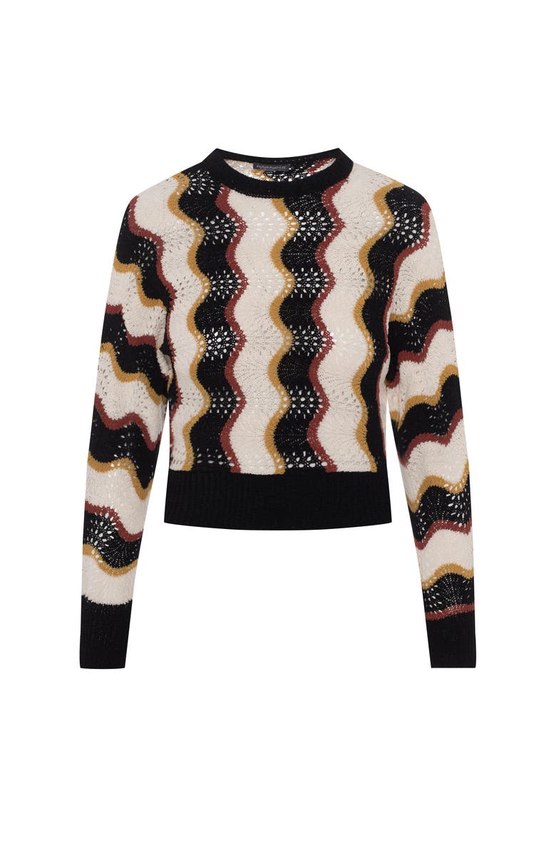 Mademoiselle Crochet Vertical Chevron Long Sleeve Ribbed Trim Knit Top, Main, color, Multi