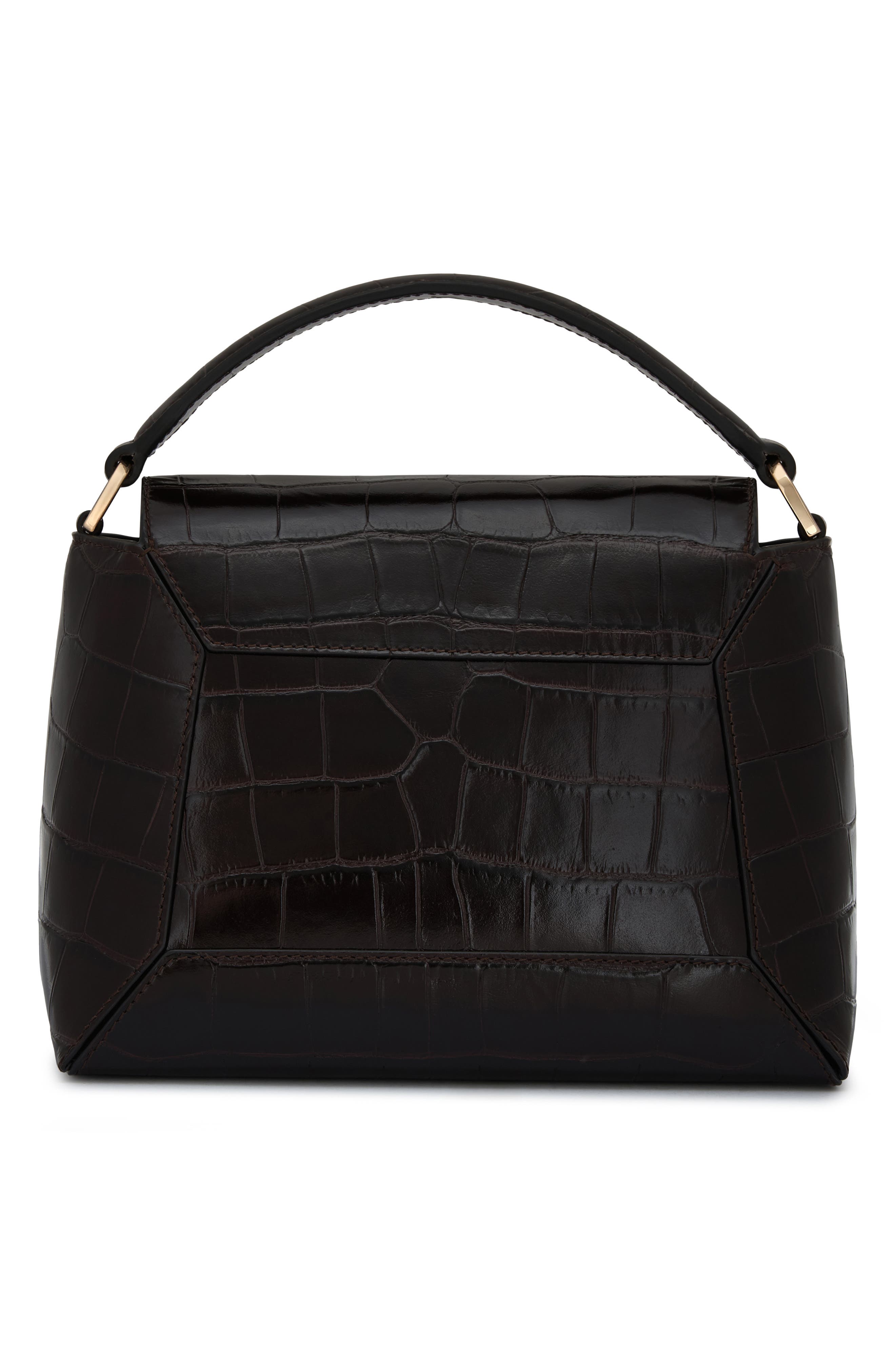 Strathberry Mosaic Croc Embossed Leather Top Handle Bag, Alternate, color, Mahogany