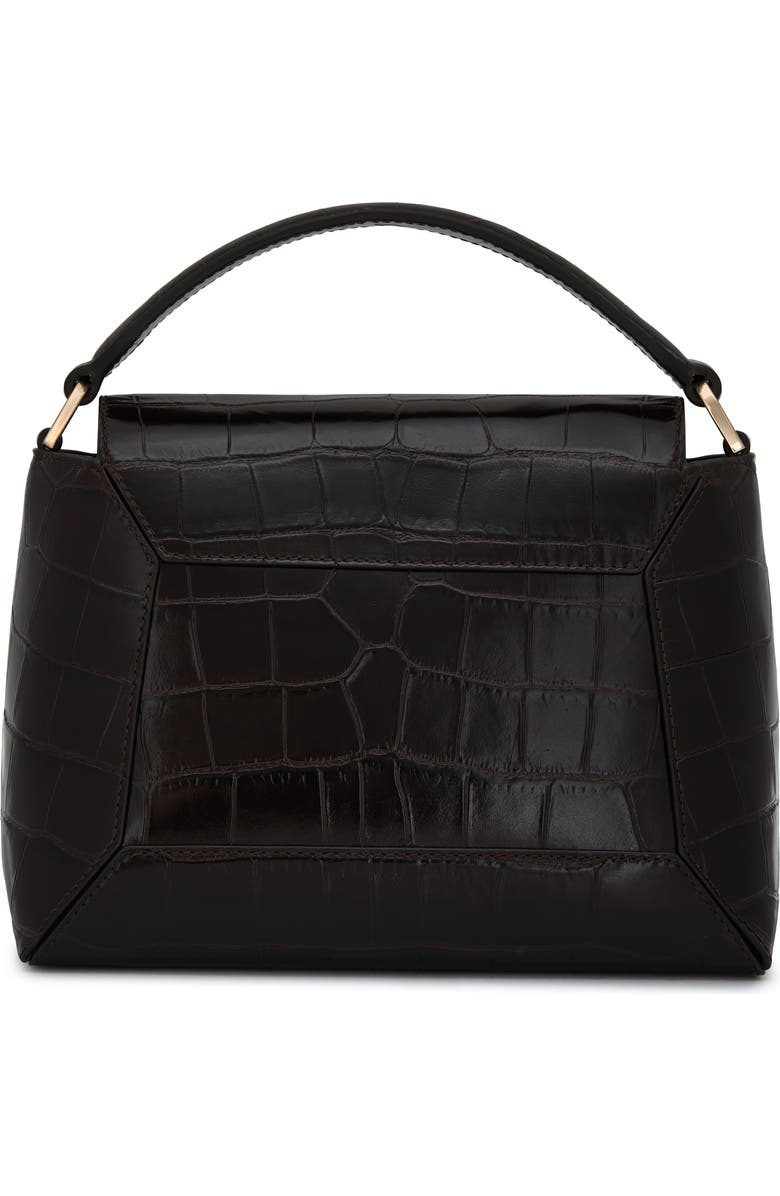 Strathberry Mosaic Croc Embossed Leather Top Handle Bag, Alternate, color, Mahogany