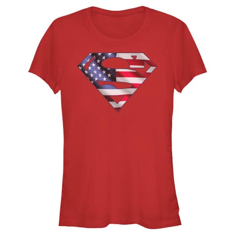 Juniors Superman American Shield Logo T Shirt