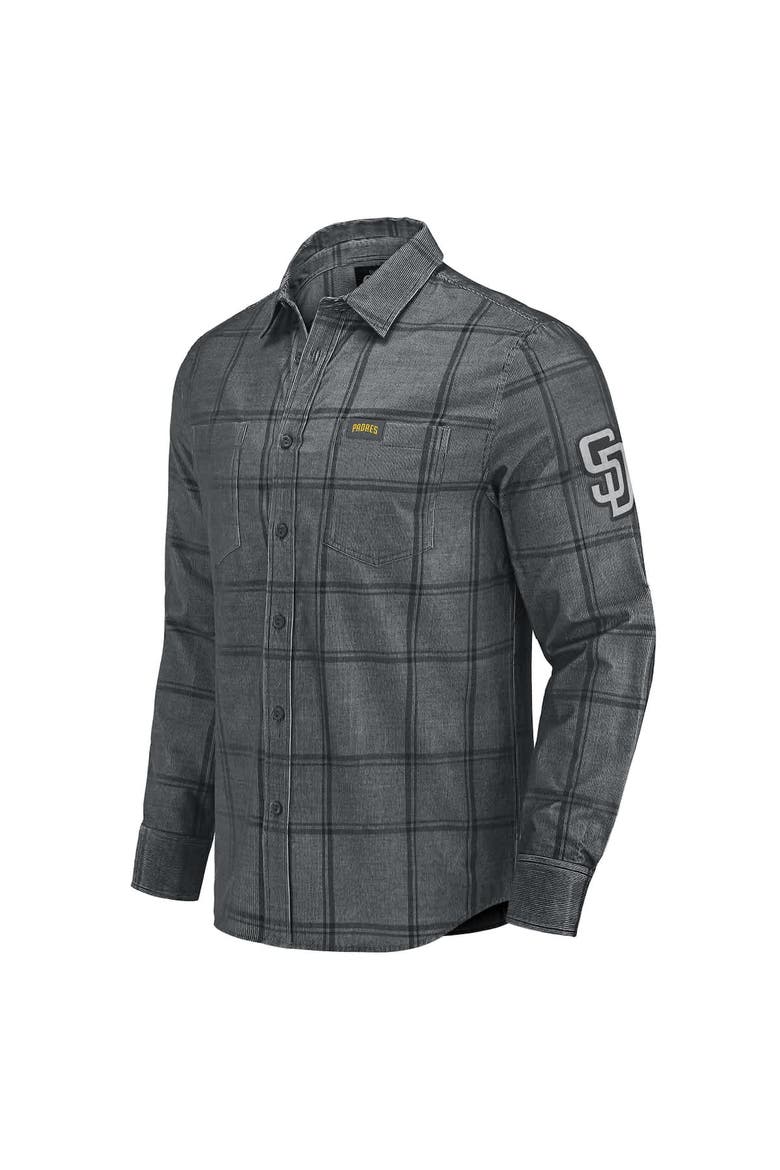 Men's Darius Rucker Collection by Fanatics Gray San Diego Padres Thin Wale Corduroy Plaid Button Up Shirt, Alternate, color, Gray