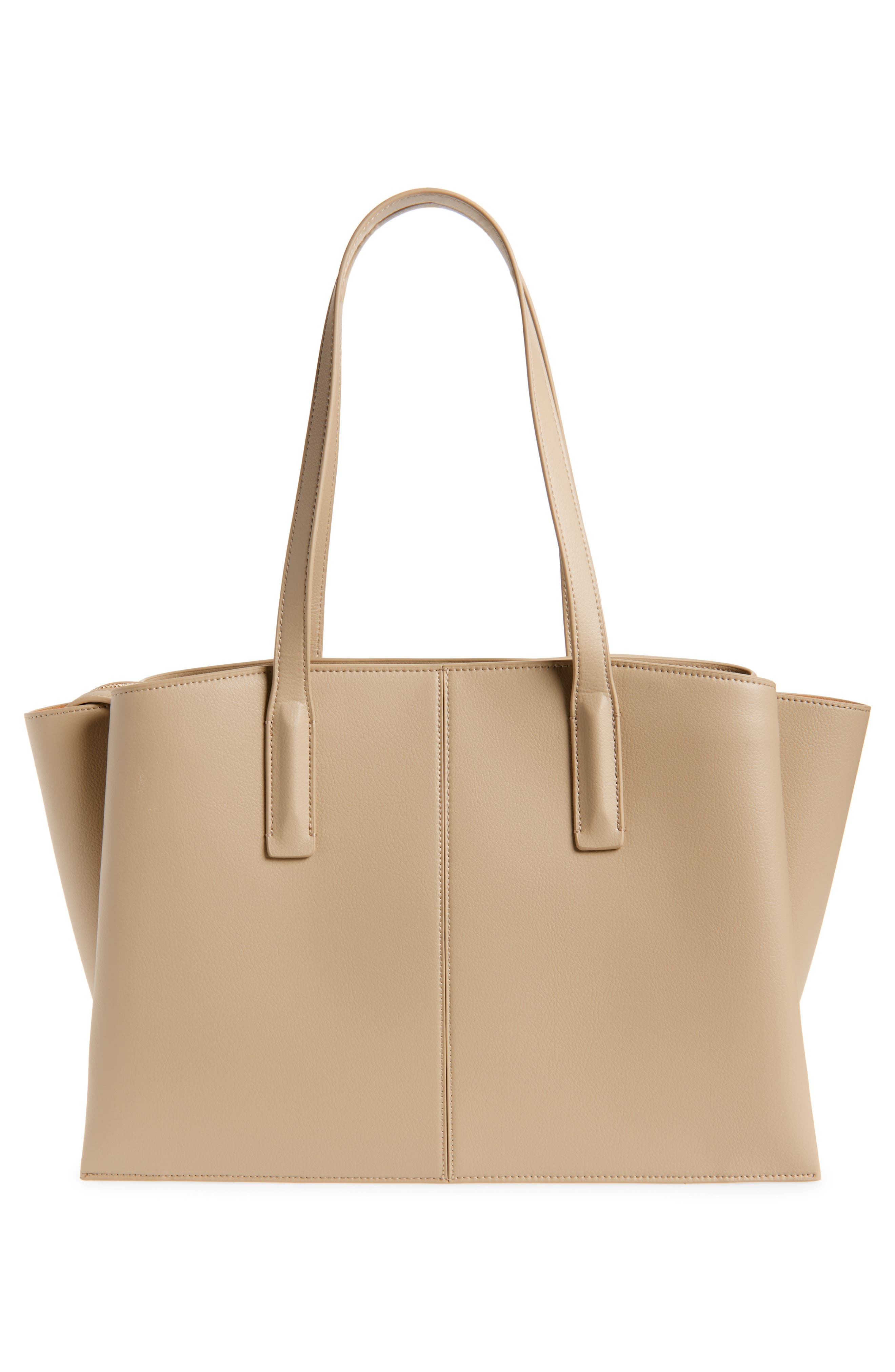 Paloma Faux Leather Tote, Alternate, color, LATTE