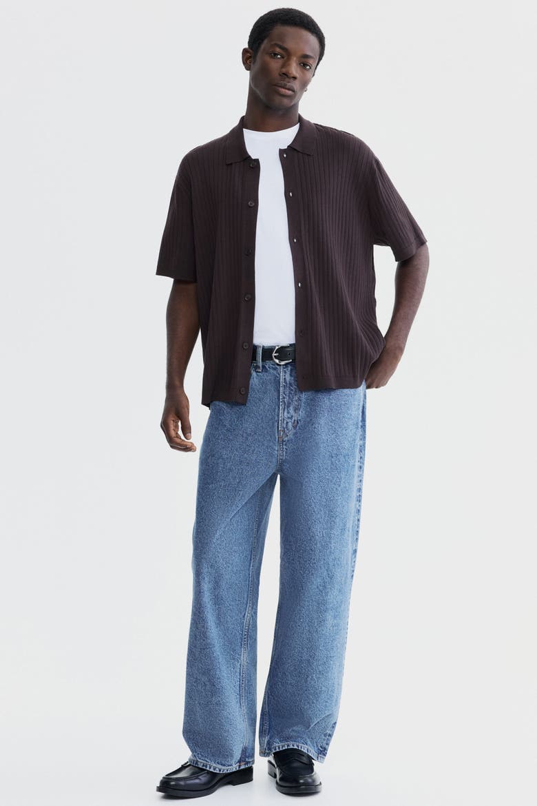 Regular Fit Rib-knit Shirt, Alternate, color, Dark brown