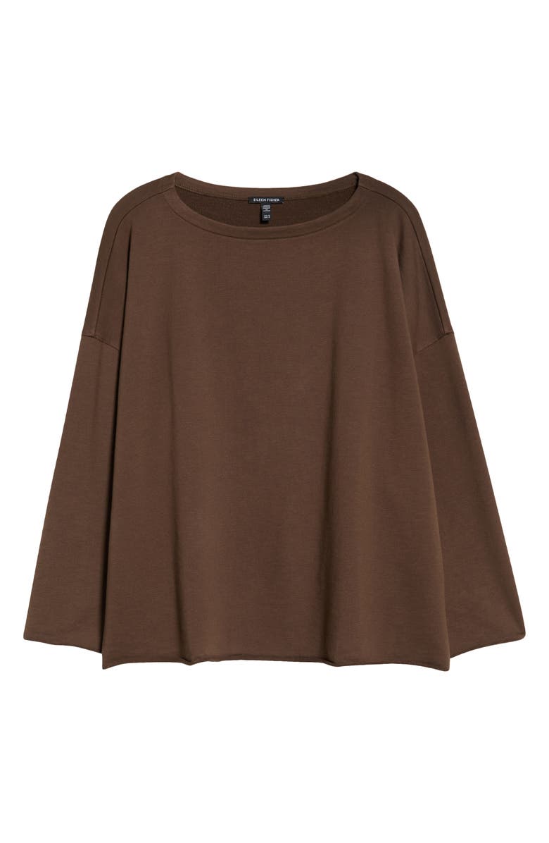 Eileen Fisher Bateau Neck Organic Cotton Sweatshirt, Alternate, color, Wren