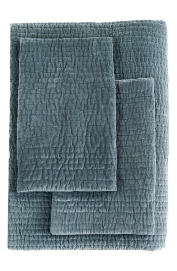Melange Home Tamara Velour Quilt 3-piece Set In Slate Blue