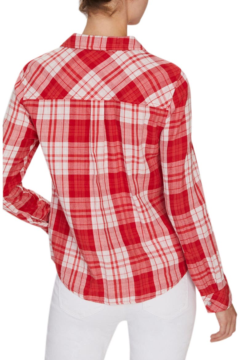 Hayley Tie Front Blouse, Alternate, color, POP OF LOVE PLAID