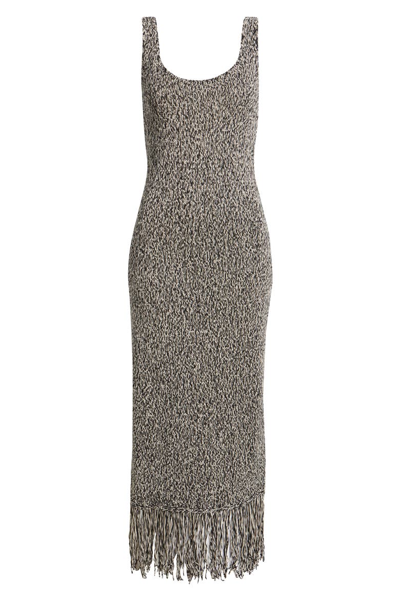Fringe Maxi Sweater Dress, Alternate, color, BLACK- BEIGE MARL