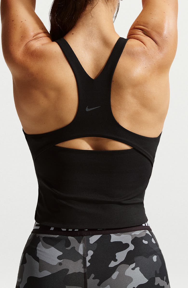 Nike Zenvy Longline Sports Bra, Alternate, color, Black/ Cool Grey