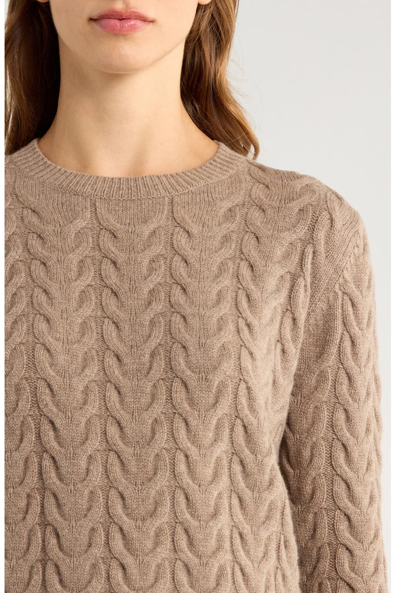 Aramis Cashmere Cable Knit Sweater, Alternate, color, CAMEL
