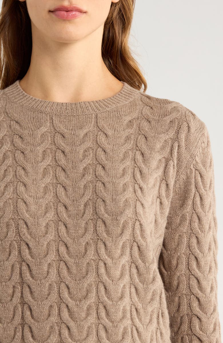 Max Mara Aramis Cashmere Cable Knit Sweater, Alternate, color, Camel