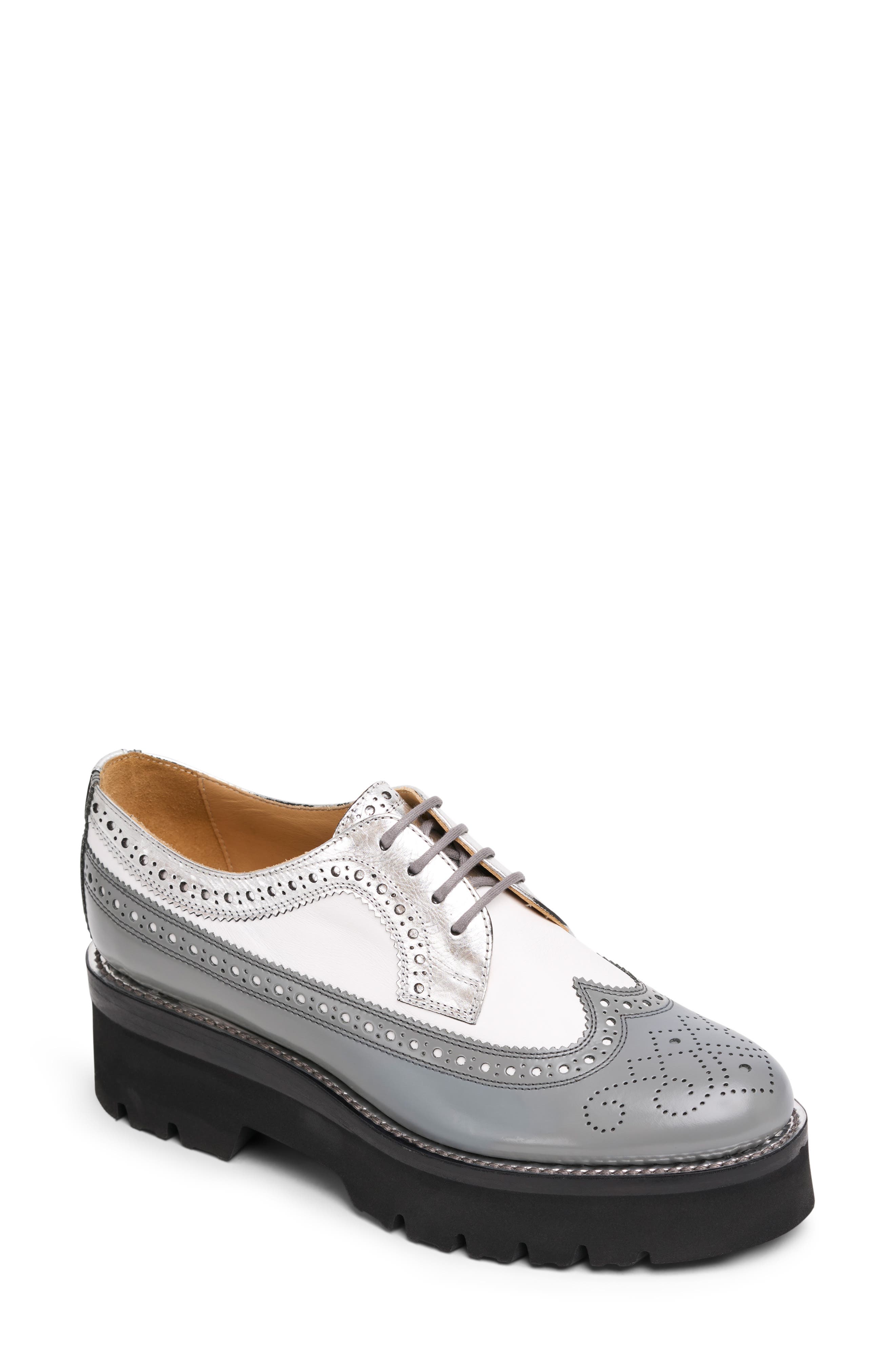 The Office of Angela Scott Miss Lucy Wingtip Platform Derby in Silver 