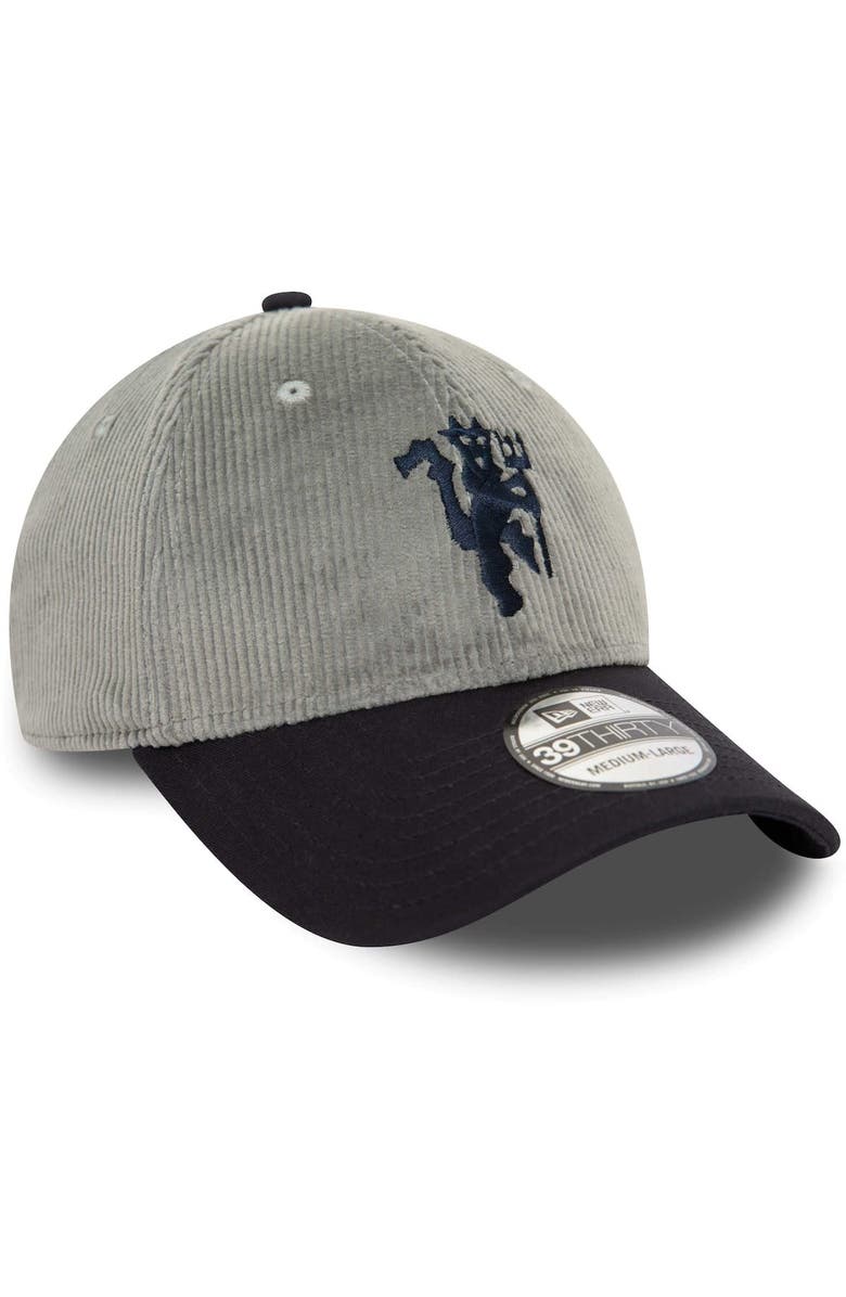 New Era Men's New Era Gray Manchester United Corduroy 39THIRTY Flex Hat, Alternate, color,