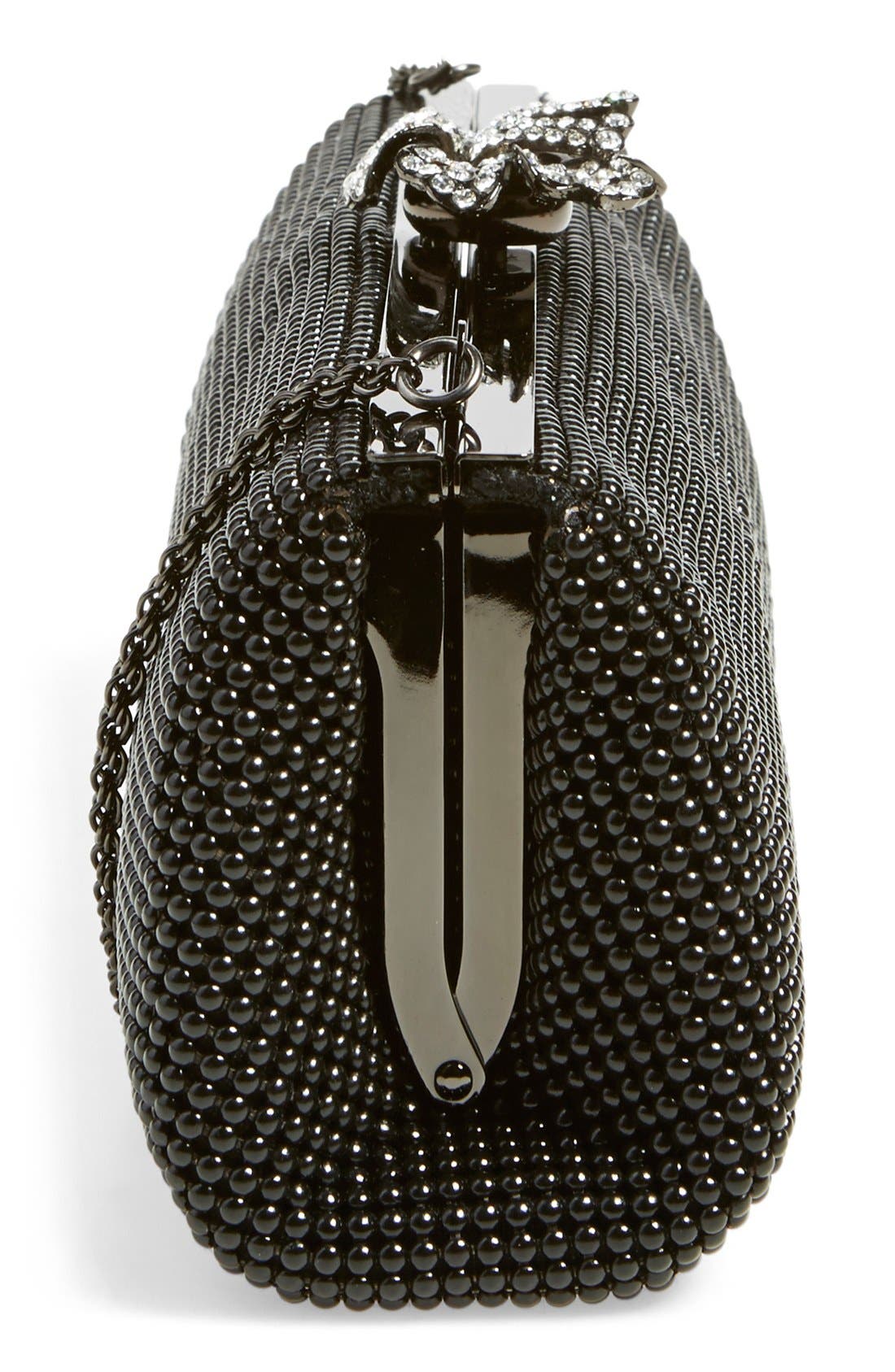 Whiting & Davis 'Crystal Flower' Metal Mesh Clutch, Alternate, color, 